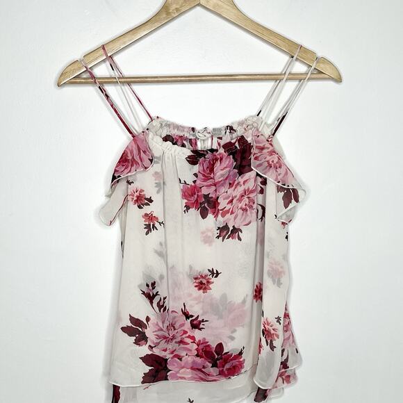 Express Floral Ruffled Chiffon Cami Tank Top Womens XS Coquette Y2K Romantic - Picture 6 of 6